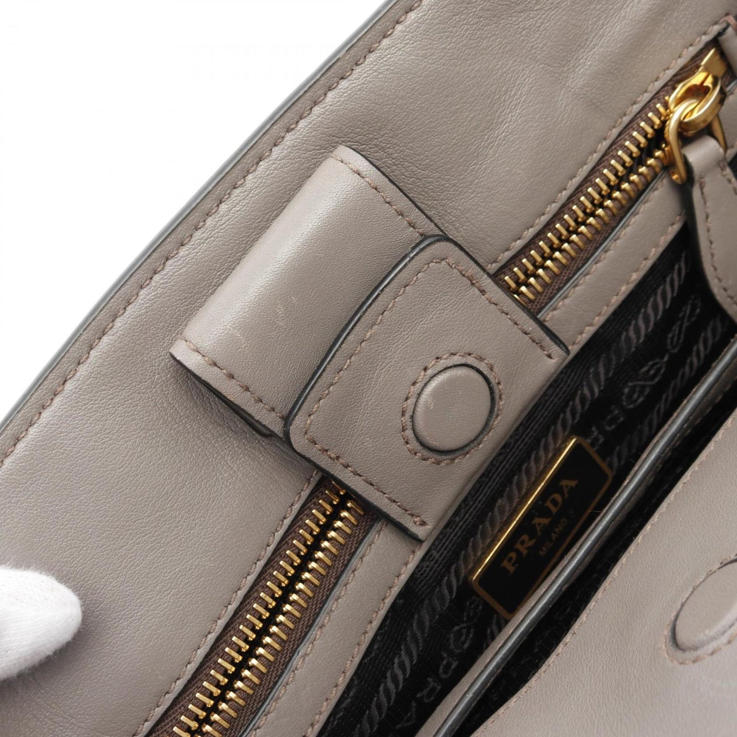 Prada Saffiano, Grey, Leather, handbag
