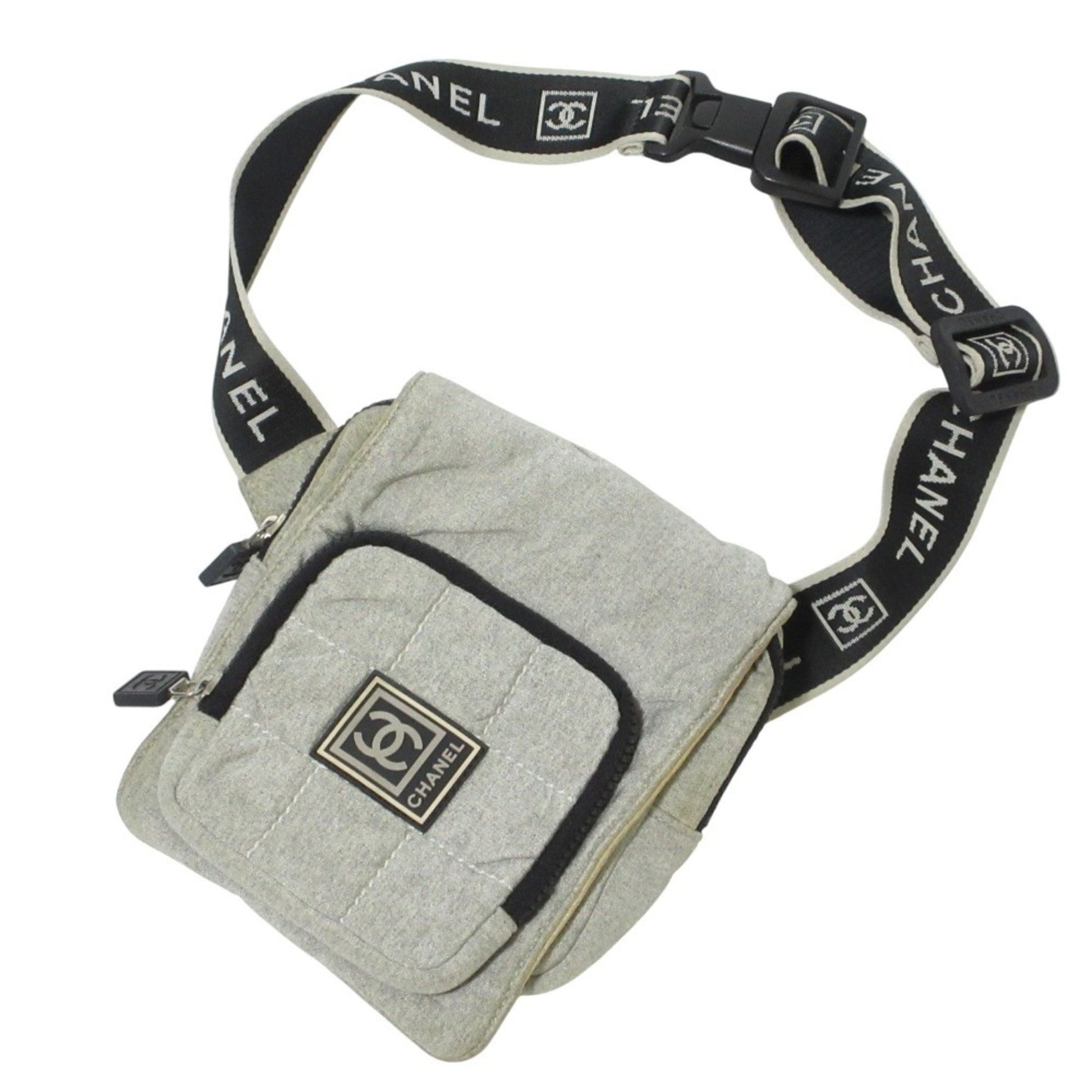 Chanel Sport line, Grey, Canvas, clutch