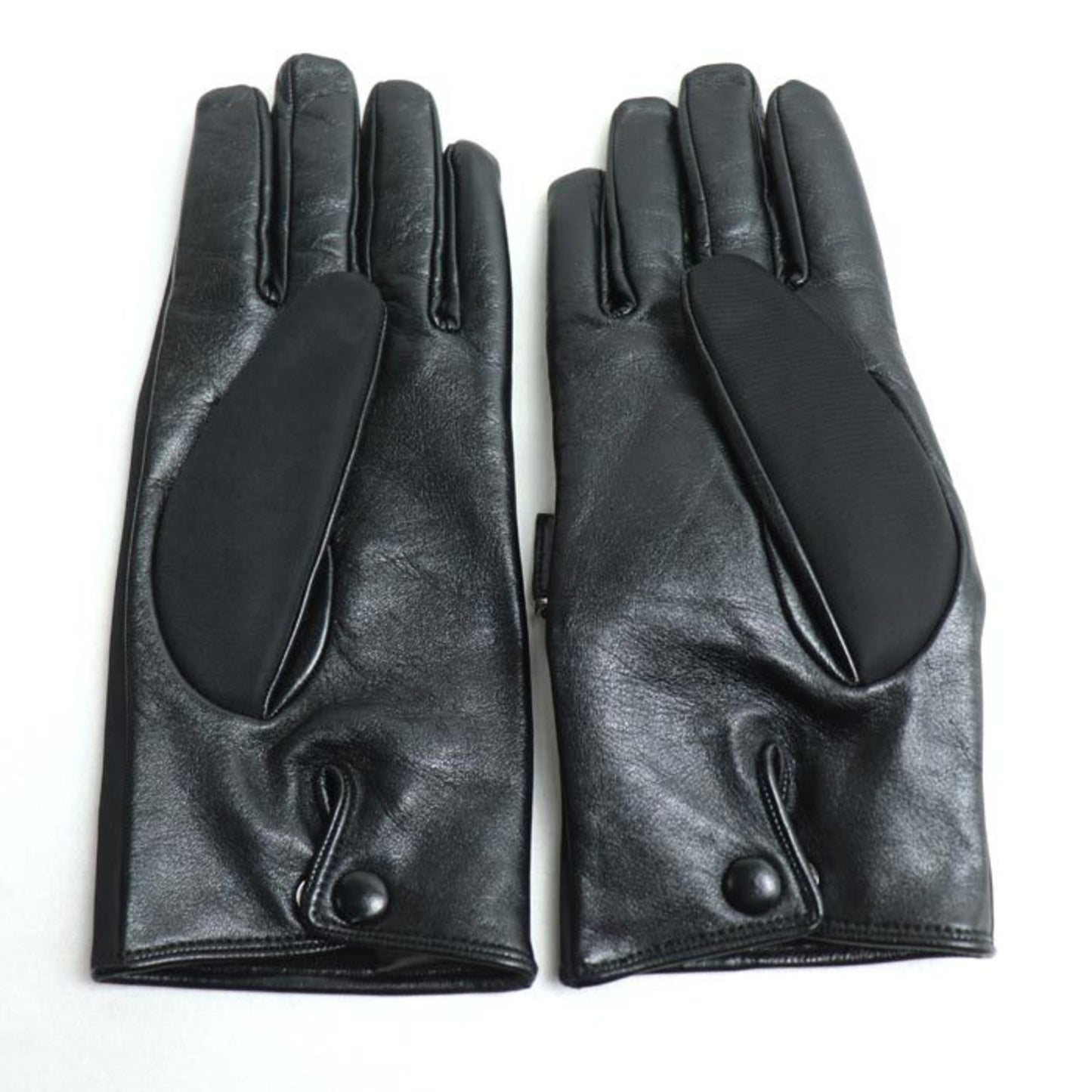 Prada Triangle Logo, Black, Leather, gloves