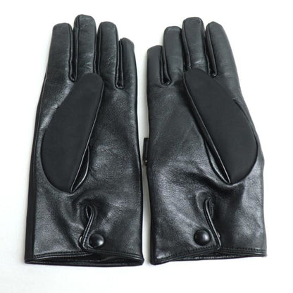 Prada Triangle Logo, Black, Leather, gloves