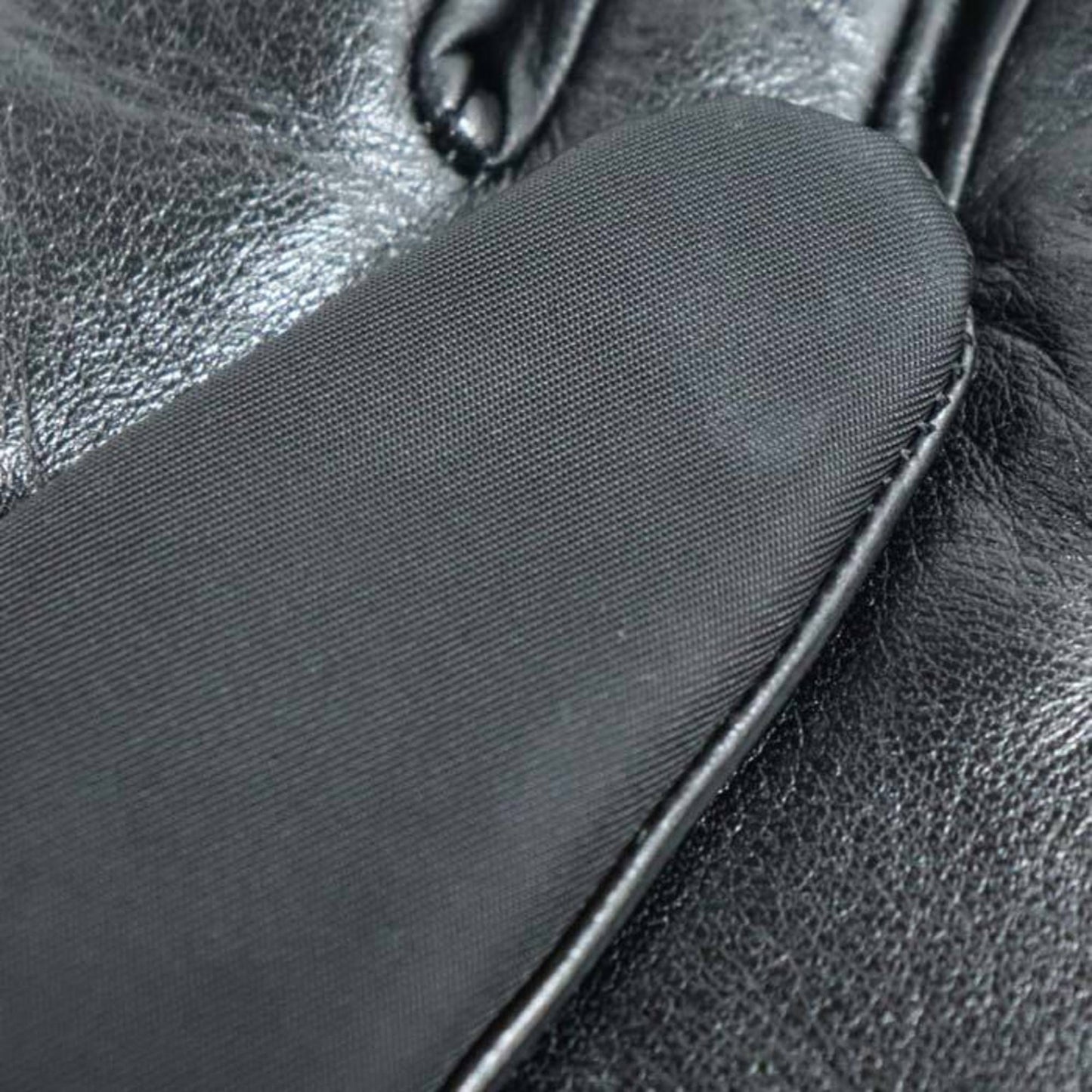 Prada Triangle Logo, Black, Leather, gloves