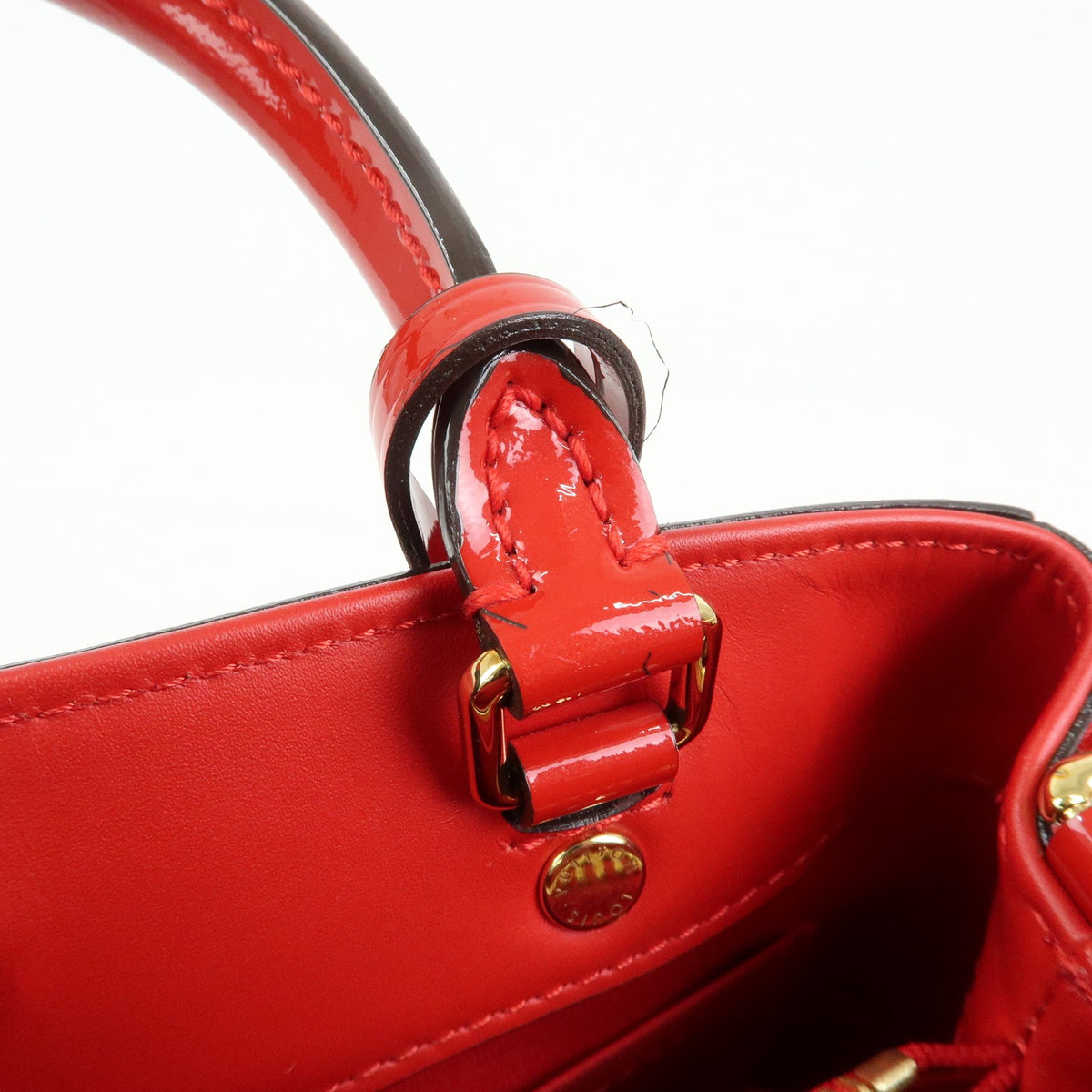 Louis Vuitton Montaigne Monogram Vernis, Red, Patent Leather, Handbag