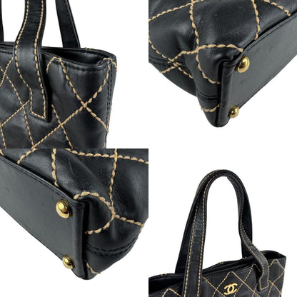 Chanel V-Stich, Black, Leather, tote