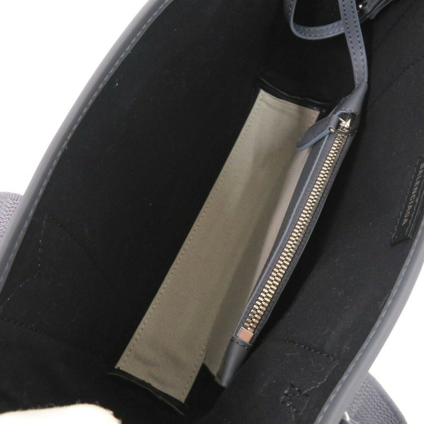 Balenciaga Navy Cabas, Beige, Canvas, handbag