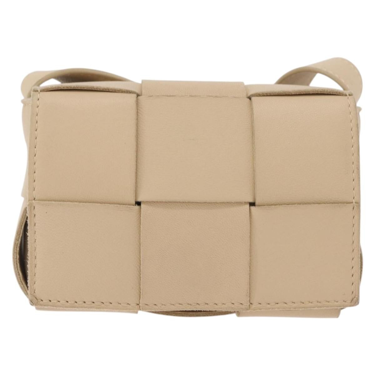 Bottega Veneta Cassette Maxi Intrecciato Leather, Beige, Leather, Crossbody Bag