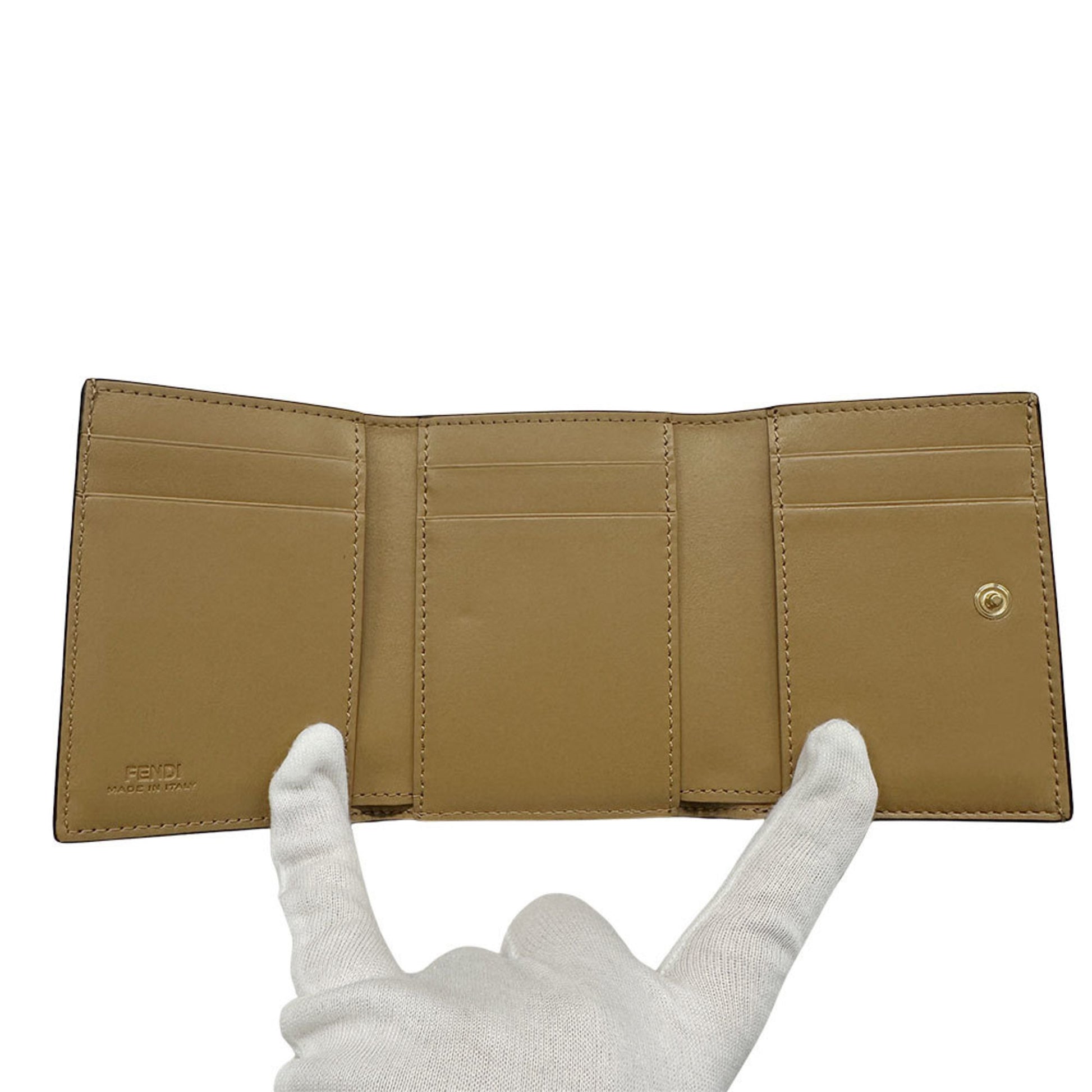 Fendi FF, Beige, Leather, wallet