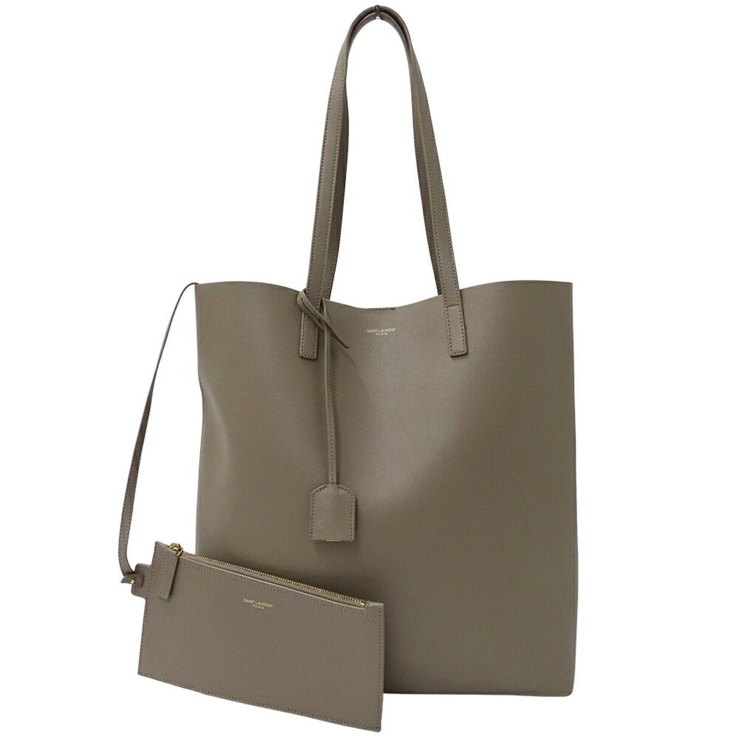 Saint Laurent Shopper Toy, Grey, Leather, handbag