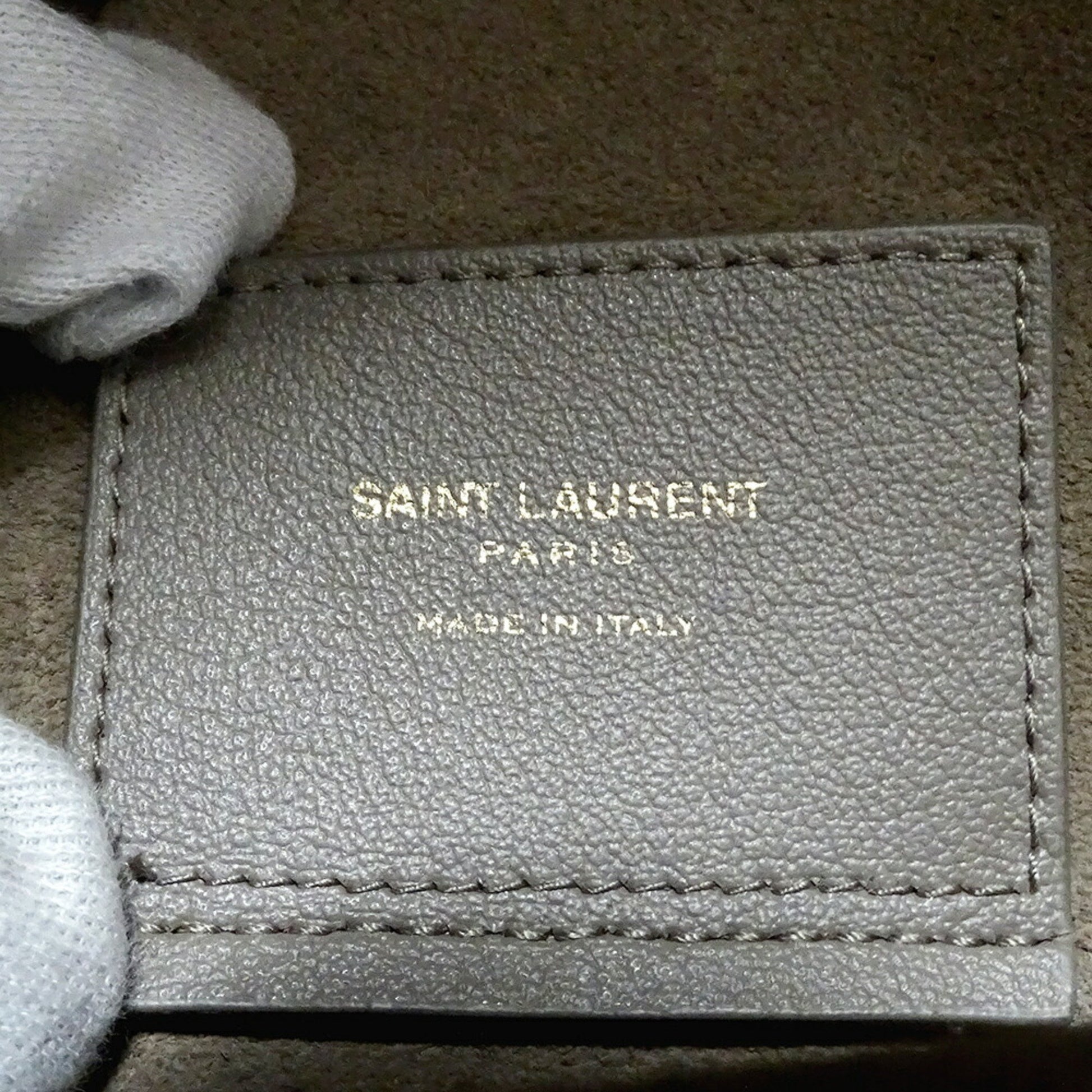 Saint Laurent Shopper Toy, Grey, Leather, handbag