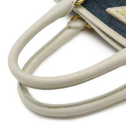 Prada Triangle Logo, Blue, Denim - Jeans, handbag