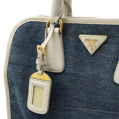 Prada Triangle Logo, Blue, Denim - Jeans, handbag
