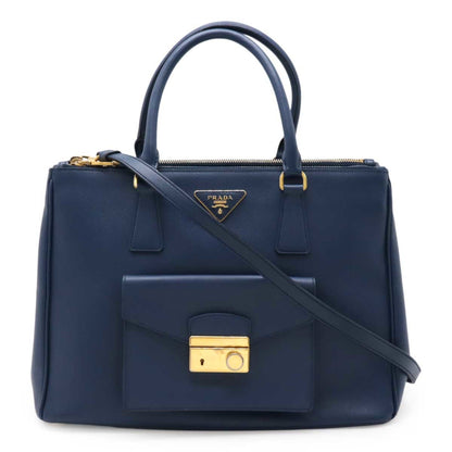 Prada Galleria, Blue, Leather, handbag