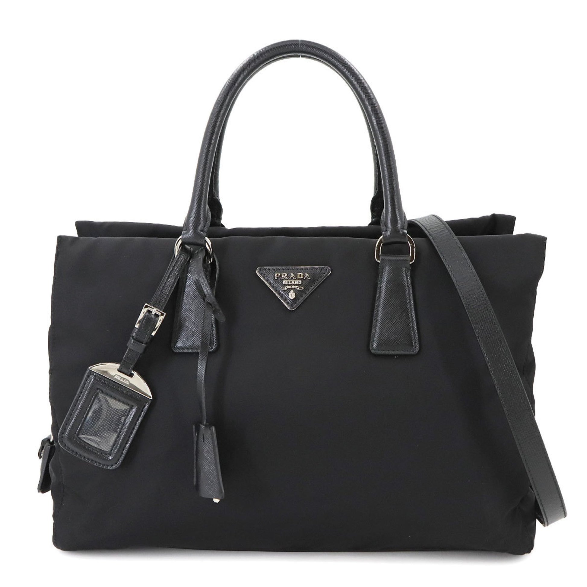 Prada Saffiano, Black, NYLON, tote