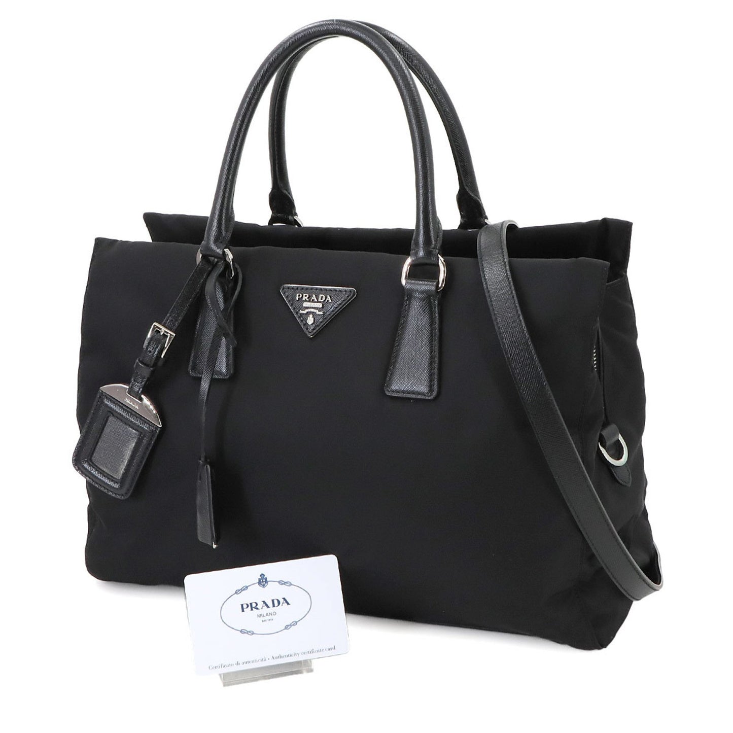Prada Saffiano, Black, NYLON, tote