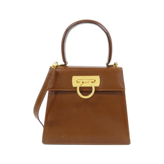 Salvatore Ferragamo Gancini, Brown, Leather, handbag