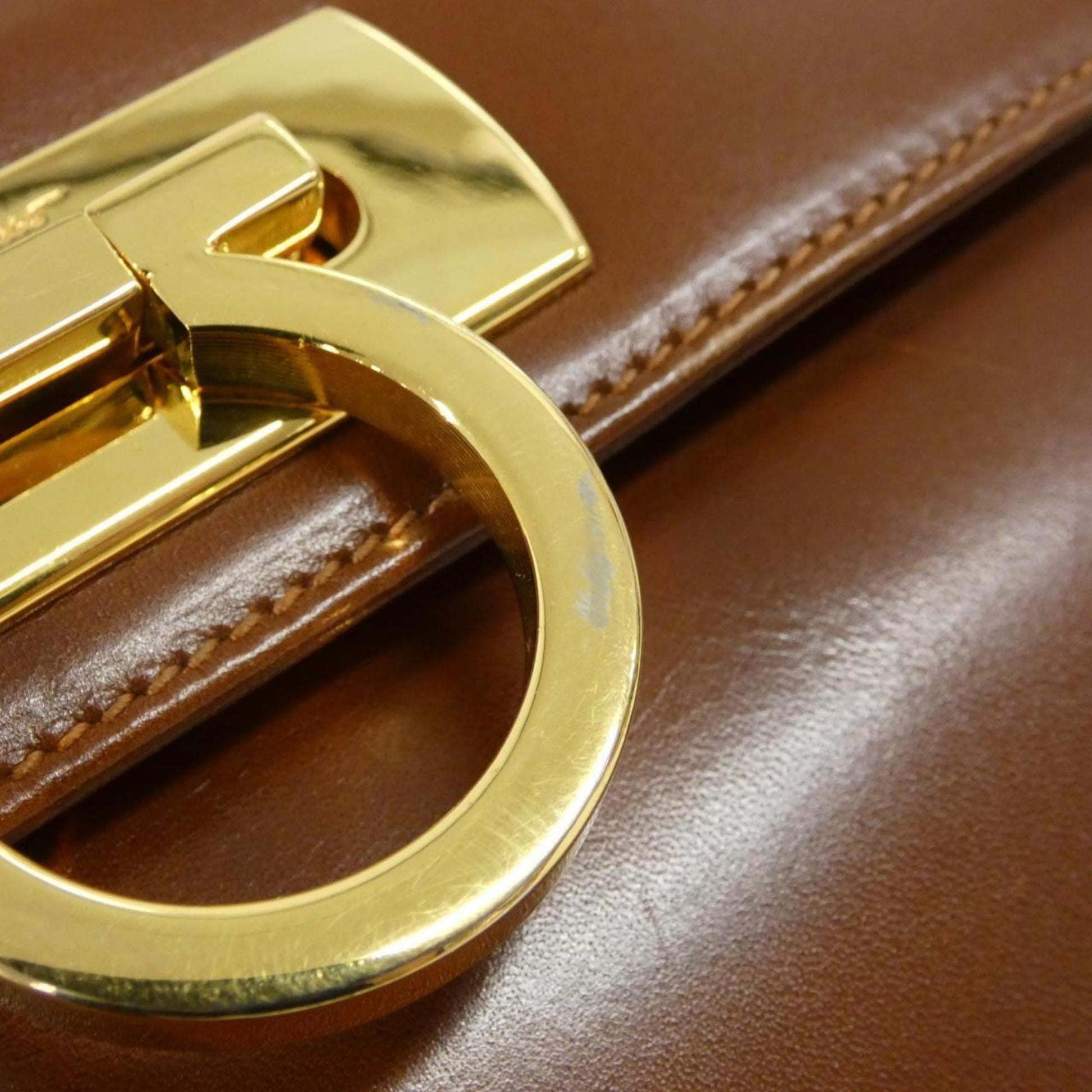 Salvatore Ferragamo Gancini, Brown, Leather, handbag