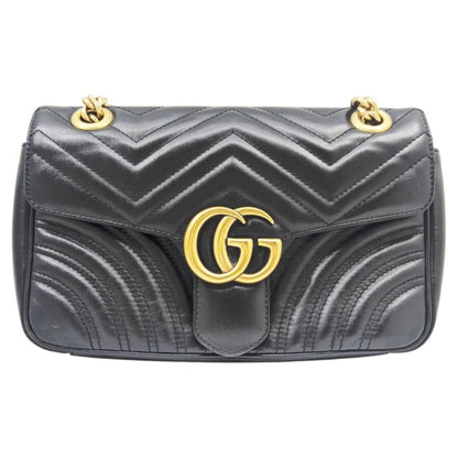Gucci GG Marmont, Black, Leather, shoulder