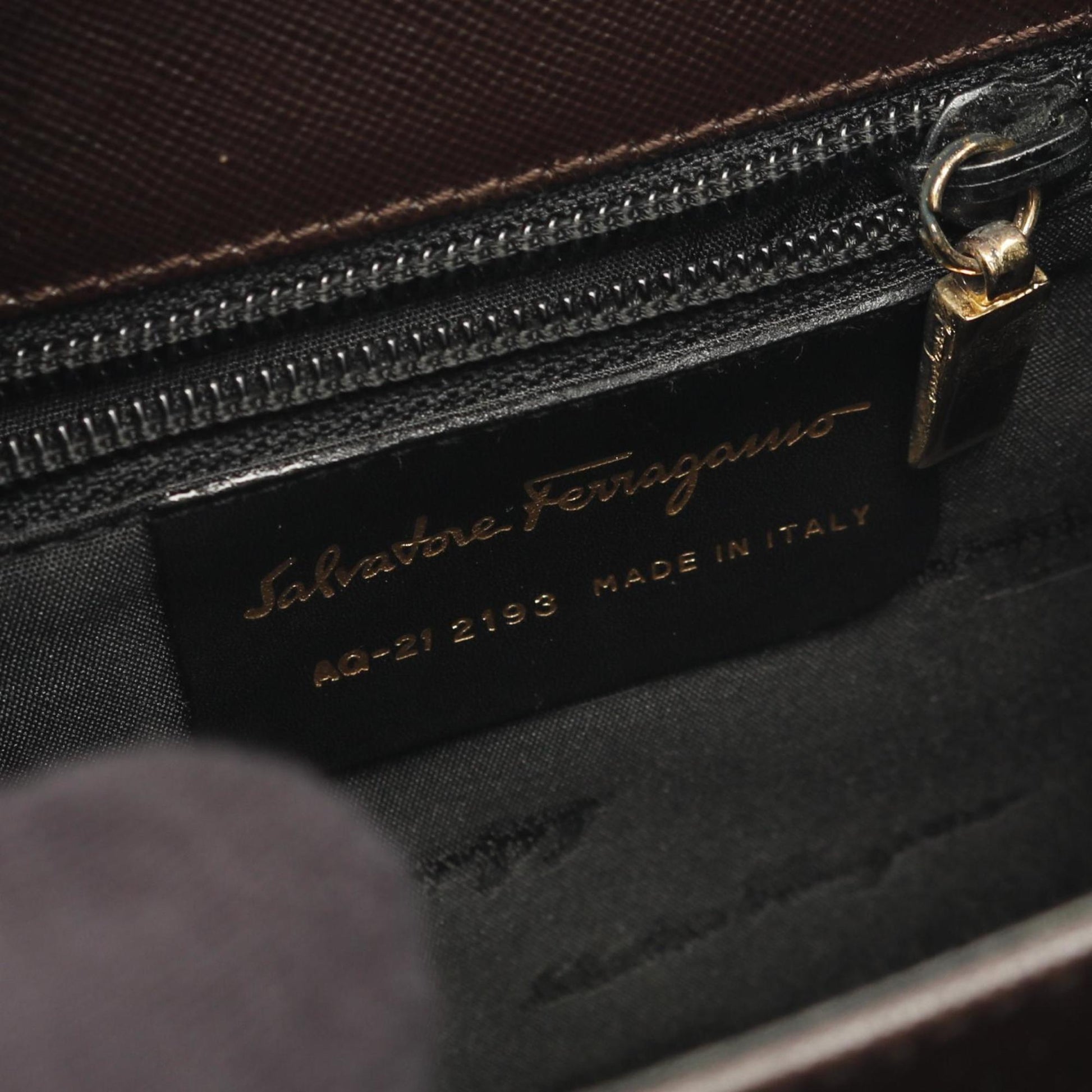 Salvatore Ferragamo Gancini, Brown, Leather, handbag