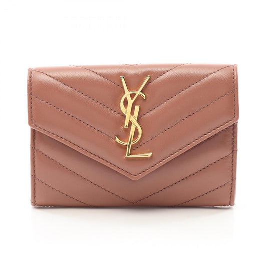 Saint Laurent Cassandra, Brown, Leather, wallet
