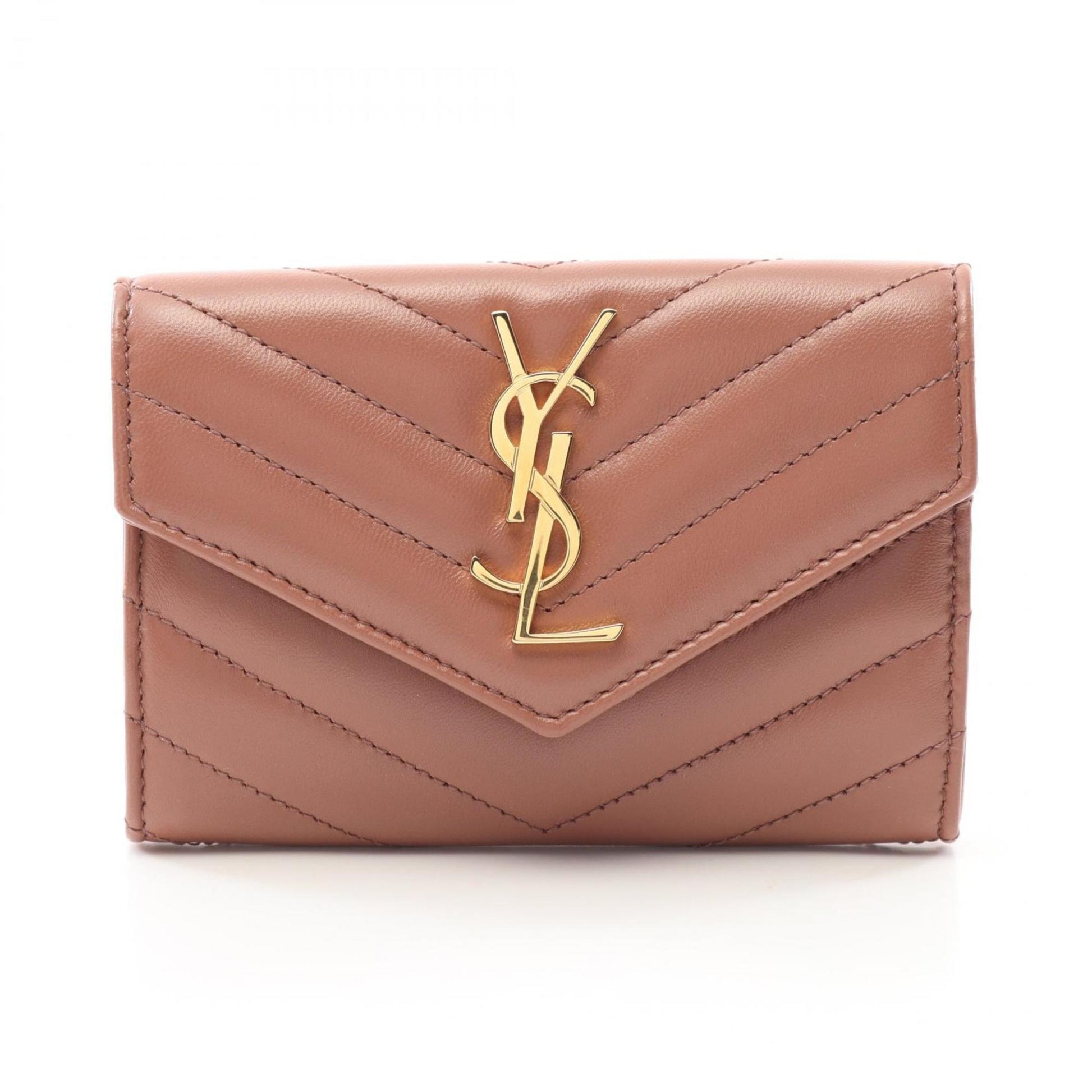 Saint Laurent Cassandra, Brown, Leather, wallet