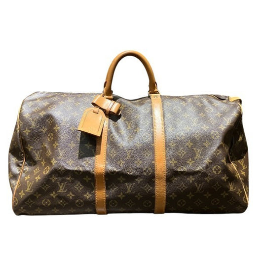 Louis Vuitton Keepall 55, Brown, Canvas, travel