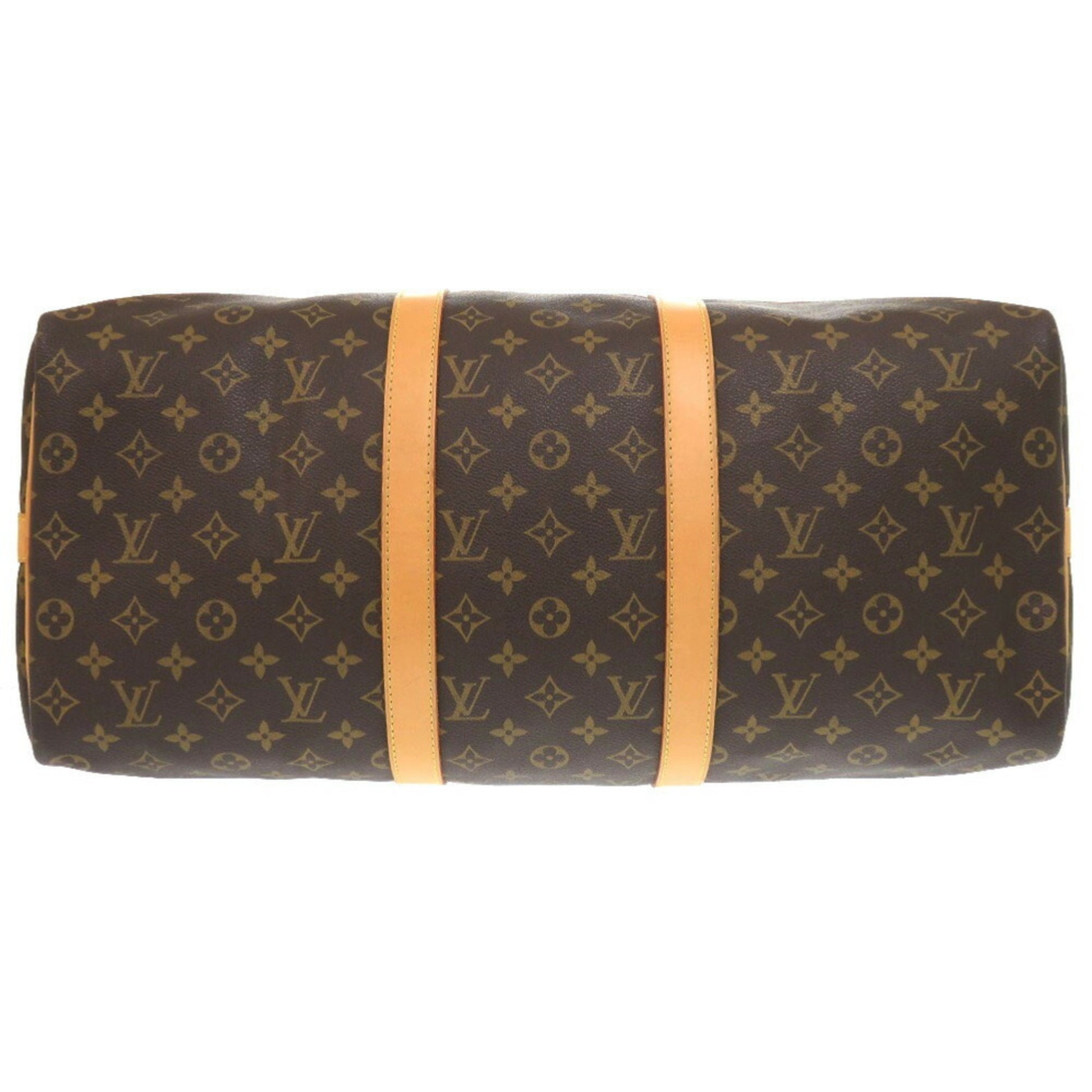 Louis Vuitton Keepall Bandouliere 50, Brown, "CANVAS, LEATHER", travel