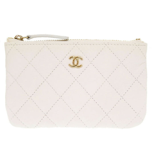 Chanel Coco Mark, White, Leather, wallet