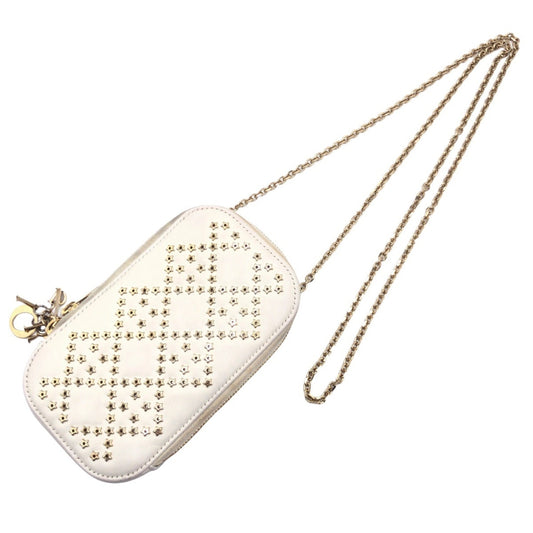 Dior Lady Dior, White, Leather, clutch