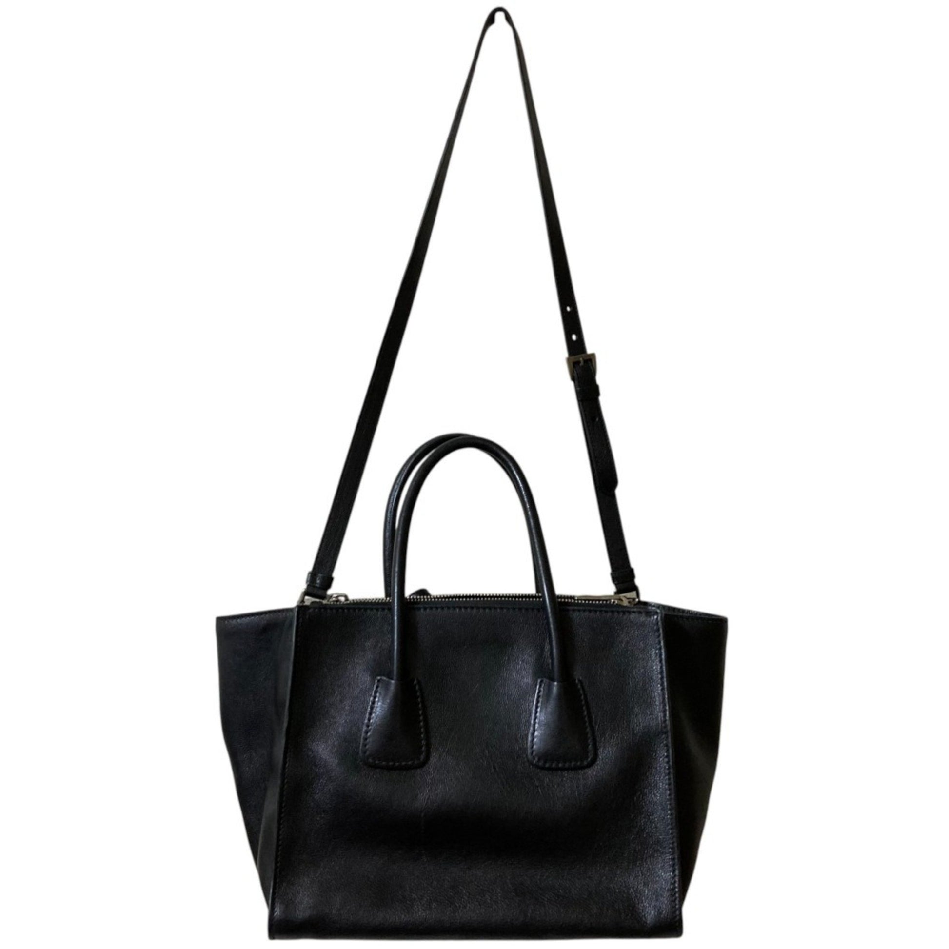 Prada Twin Pocket, Black, Leather, tote