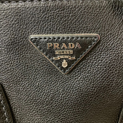 Prada Twin Pocket, Black, Leather, tote