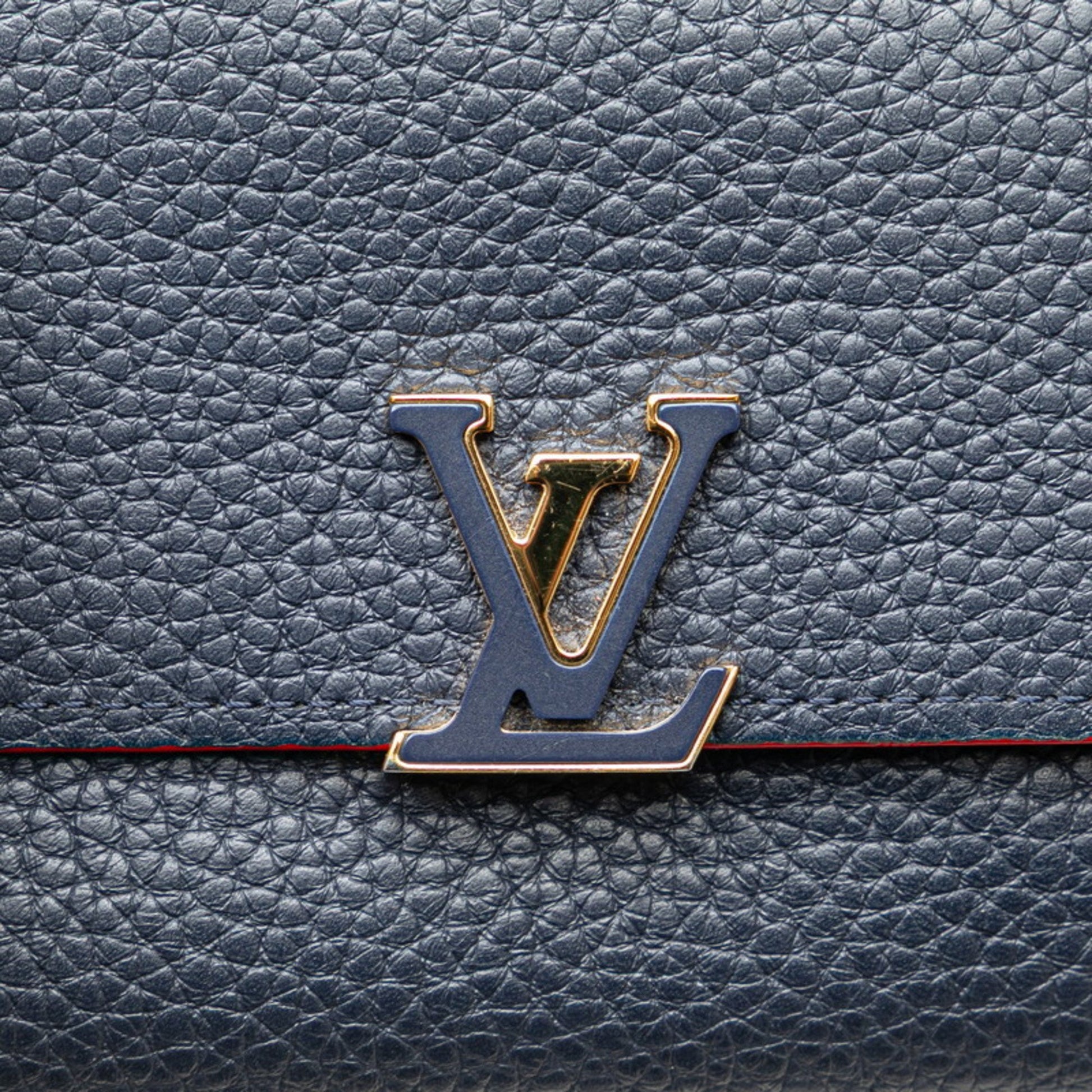 Louis Vuitton Capucines, Navy, Leather, wallet
