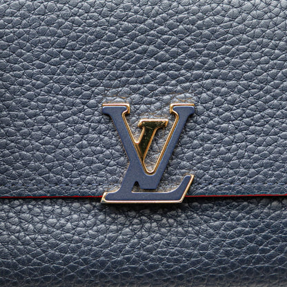 Louis Vuitton Capucines, Navy, Leather, wallet