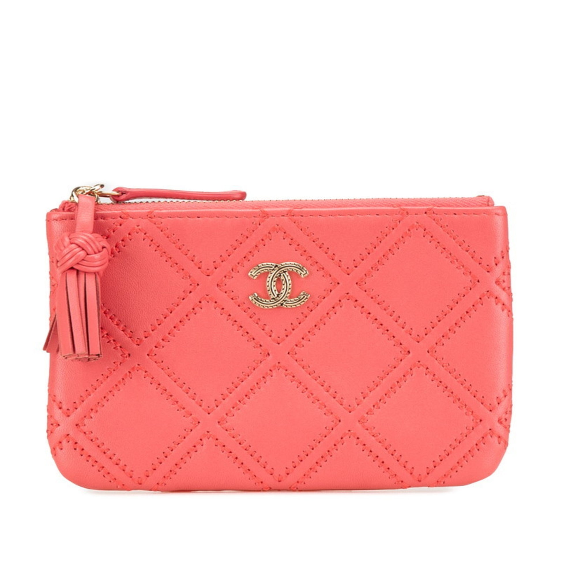 Chanel Coco Mark, Pink, Leather, wallet