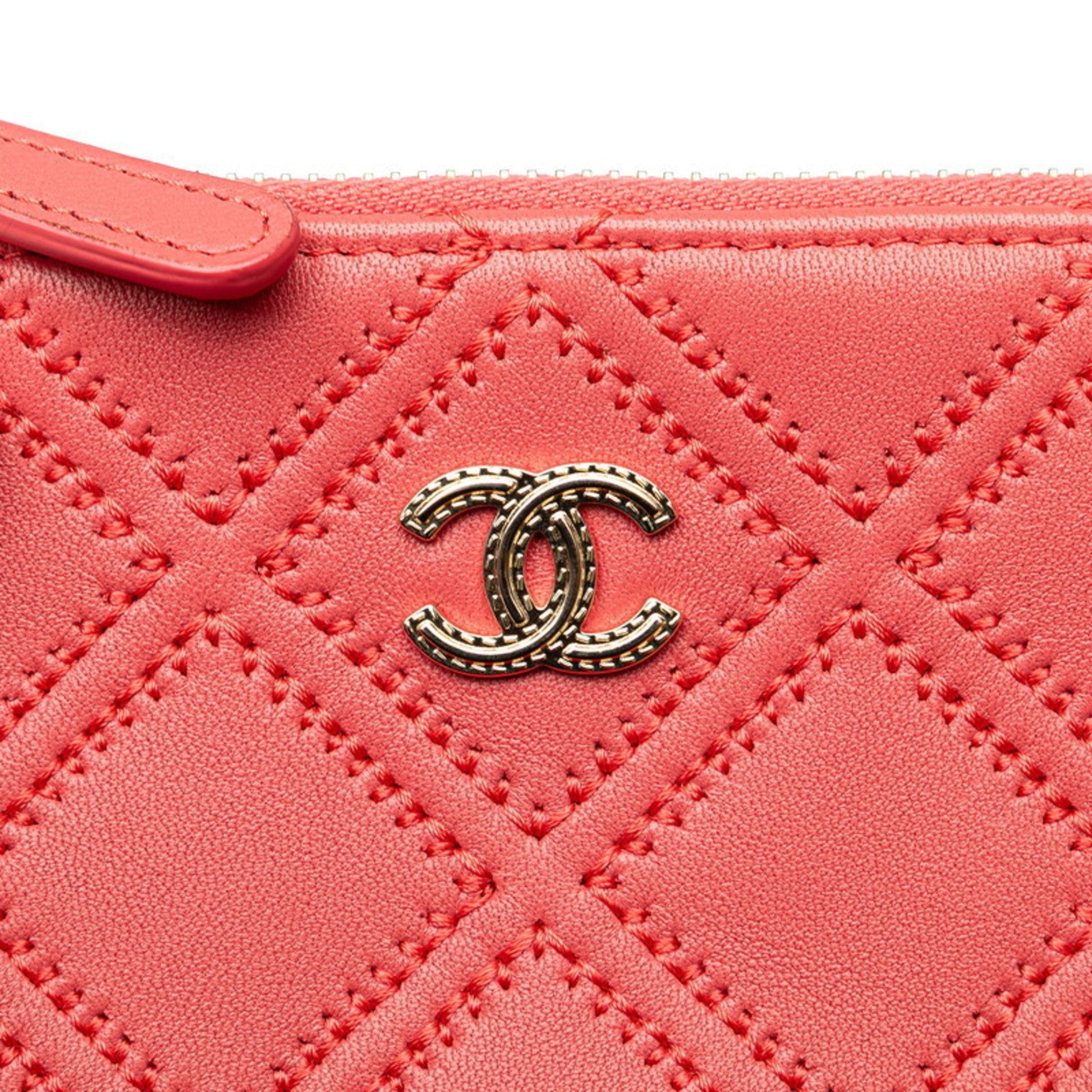 Chanel Coco Mark, Pink, Leather, wallet