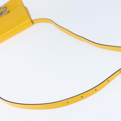Fendi Curligraphy Shoulder Enamel Yellow Silver, YELLOW, PATENT_LEATHER, Shoulder bag