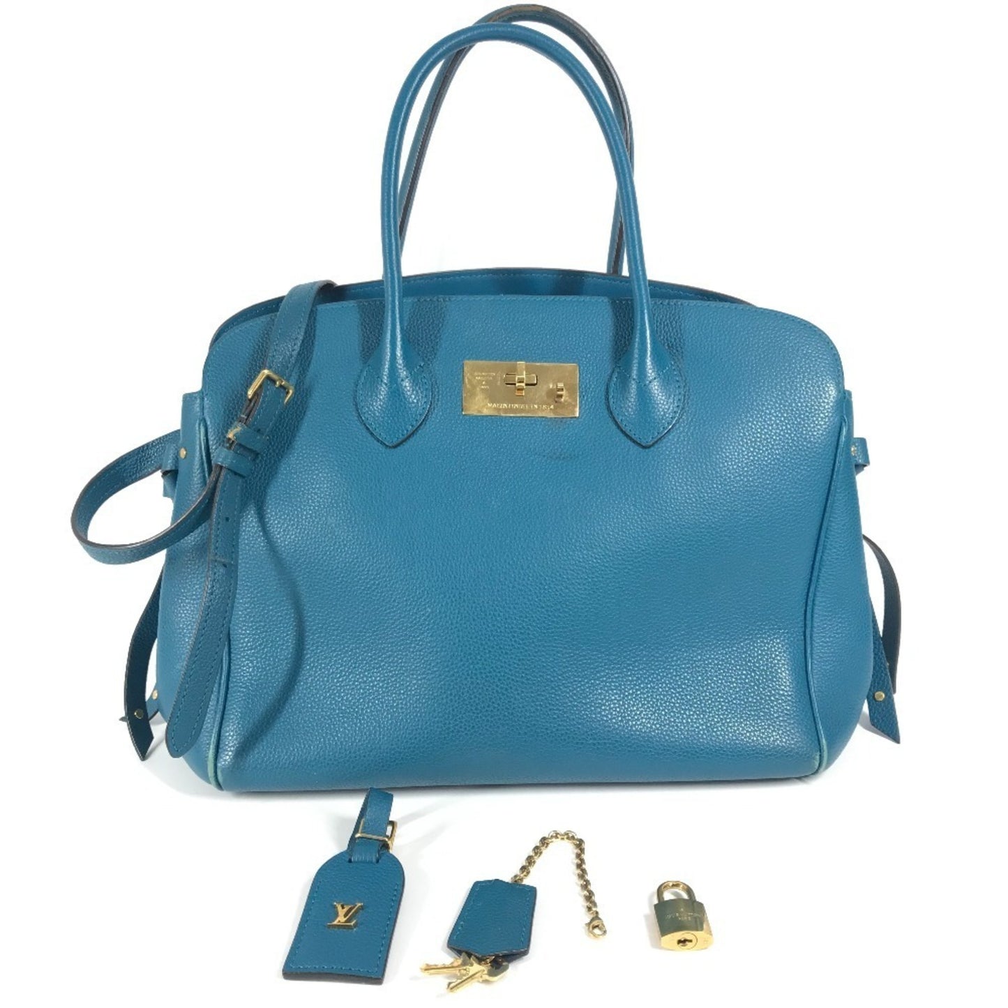 Louis Vuitton Milla, Blue, Leather, shoulder