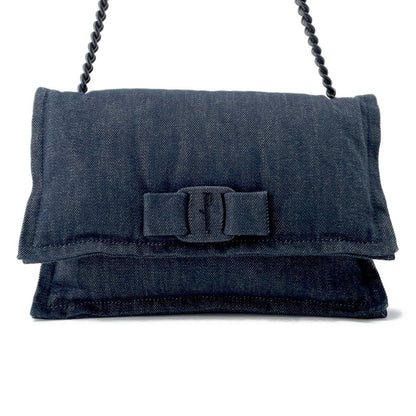 Salvatore Ferragamo Viva bow, Navy, Denim - Jeans, shoulder