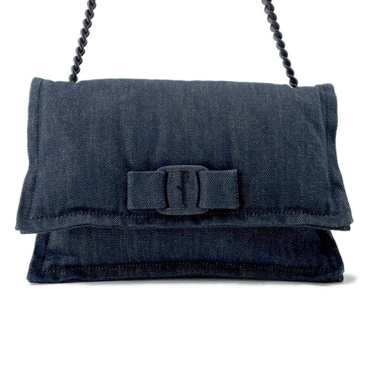 Salvatore Ferragamo Viva bow, Navy, Denim - Jeans, shoulder