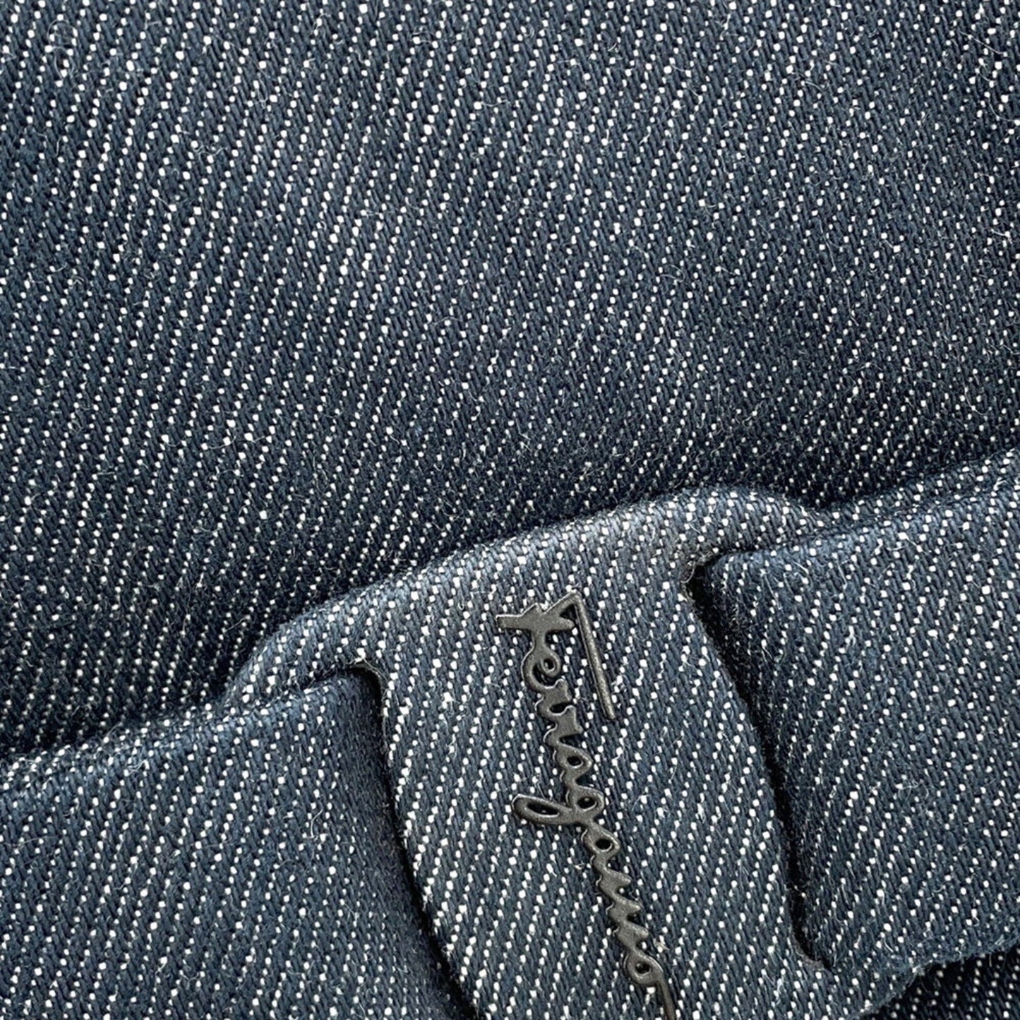 Salvatore Ferragamo Viva bow, Navy, Denim - Jeans, shoulder