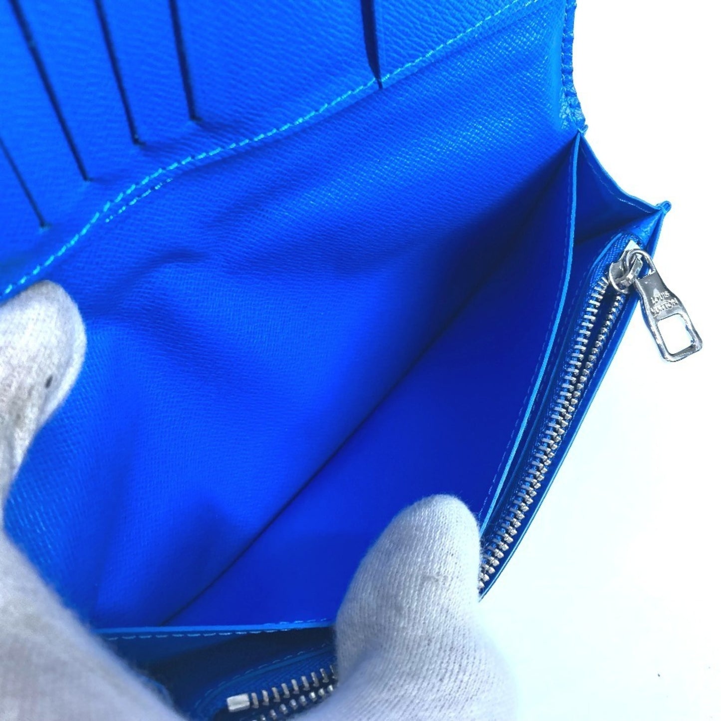 Louis Vuitton Brazza, Blue, Canvas, wallet