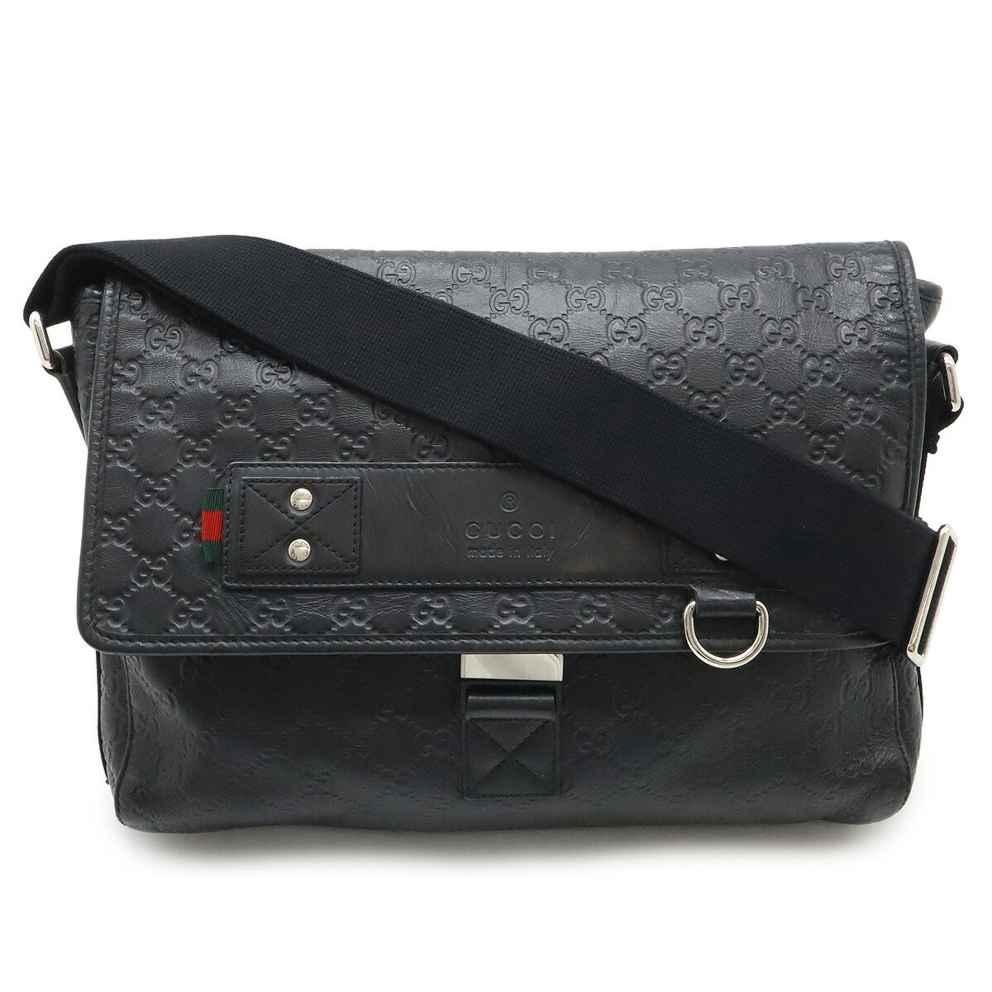 Gucci Guccissima, Black, Leather, shoulder