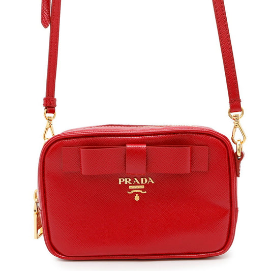 Prada Ribbon, Red, Leather, shoulder