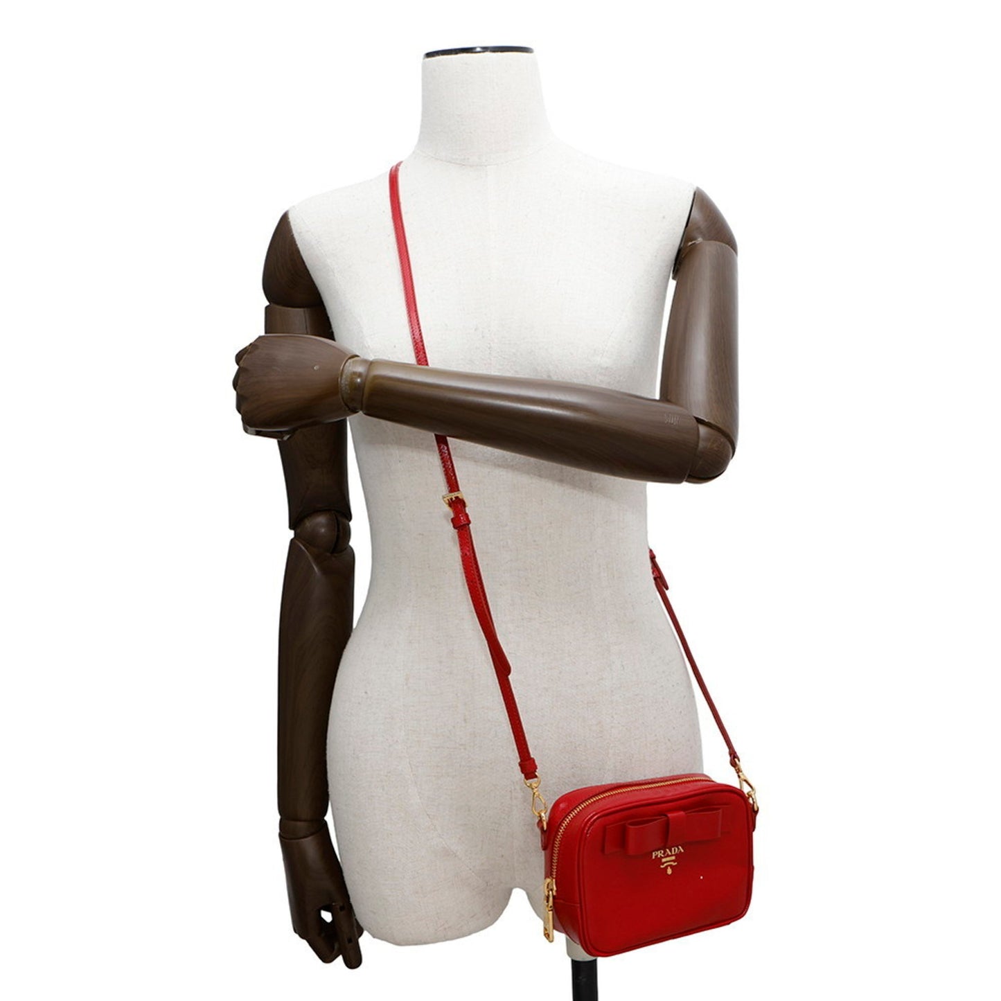Prada Ribbon, Red, Leather, shoulder