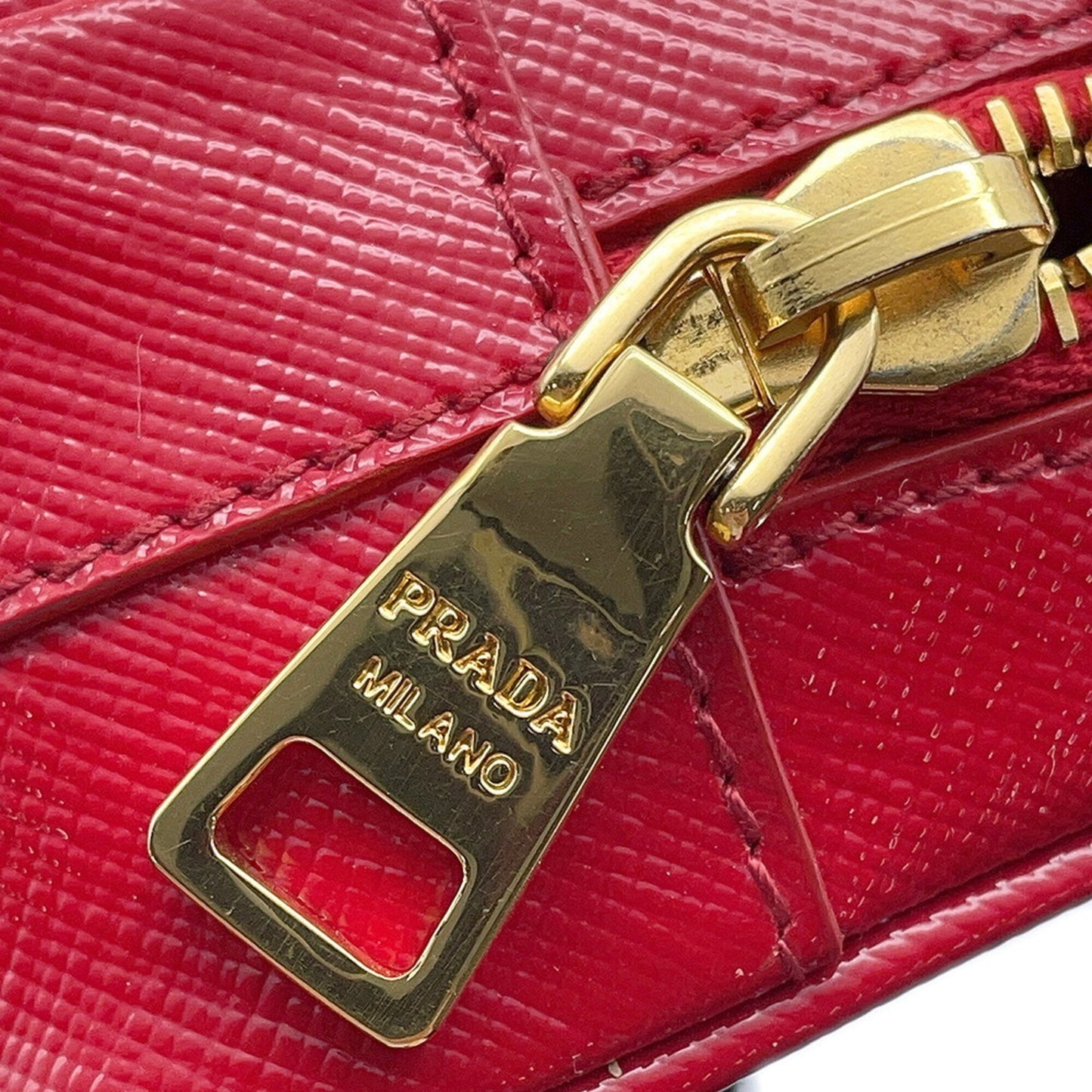 Prada Ribbon, Red, Leather, shoulder
