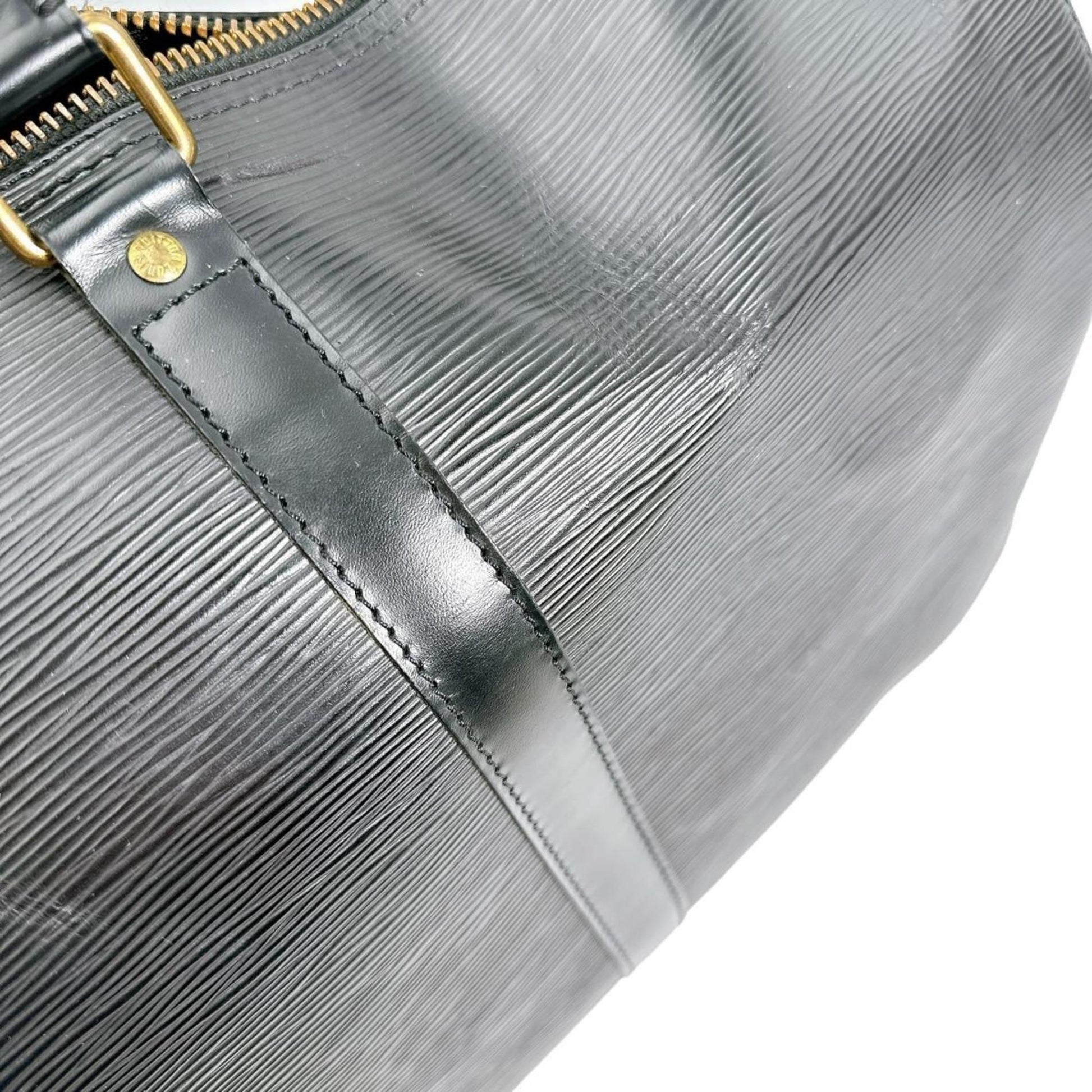 Louis Vuitton Keepall 50, Black, Leather, travel