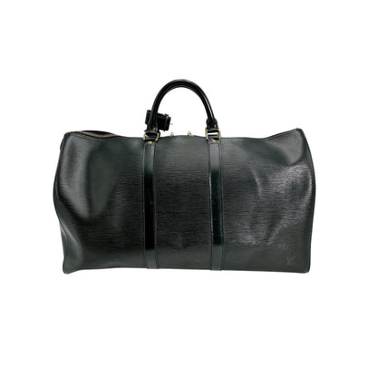 Louis Vuitton Keepall 50, Black, Leather, travel