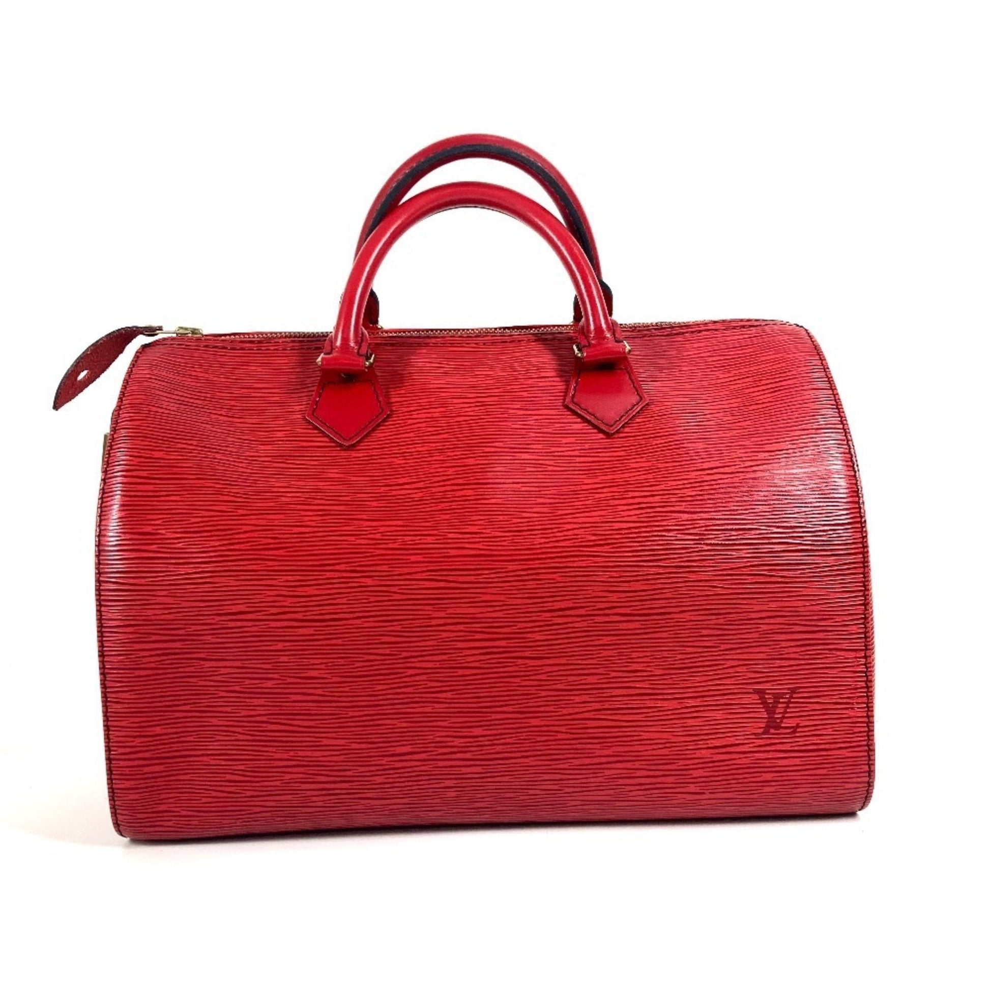 Louis Vuitton Speedy 30, Red, Leather, handbag