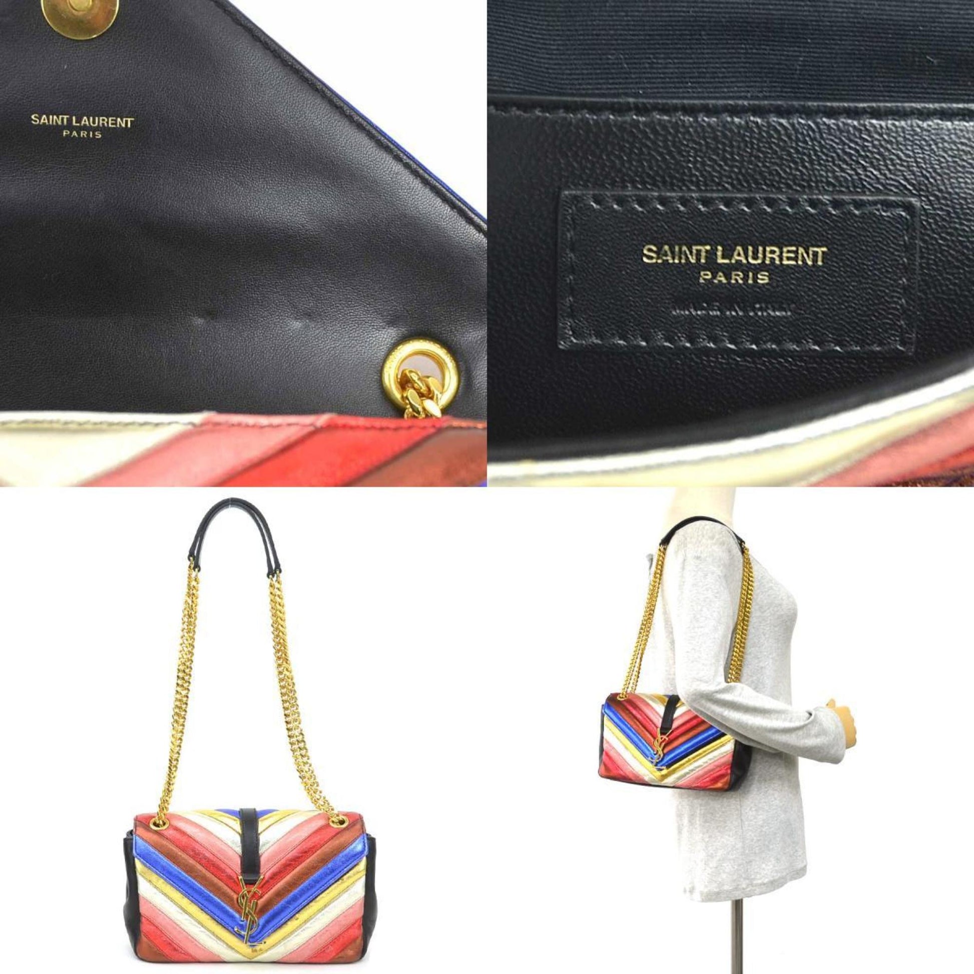 Saint Laurent Enveloppe, Black, Leather, shoulder