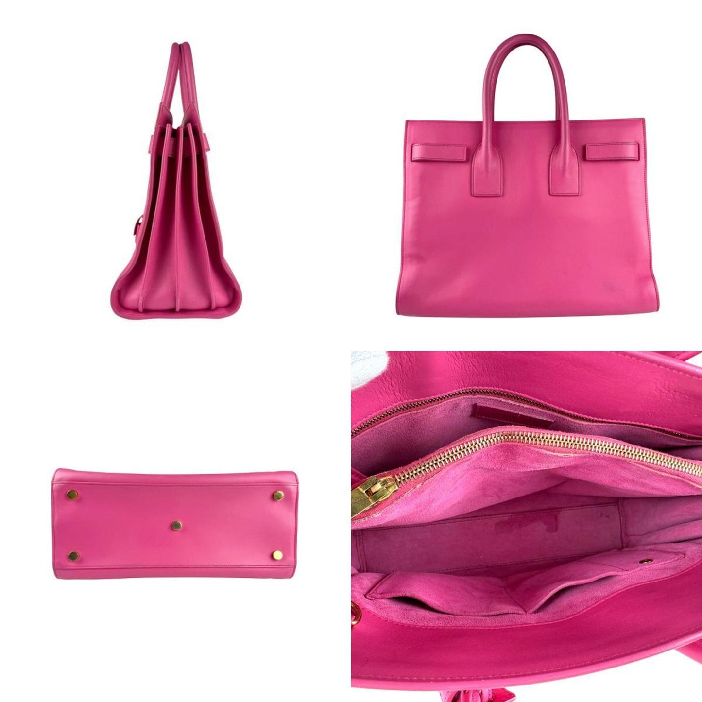 Saint Laurent Sac de jour, Pink, Leather, handbag
