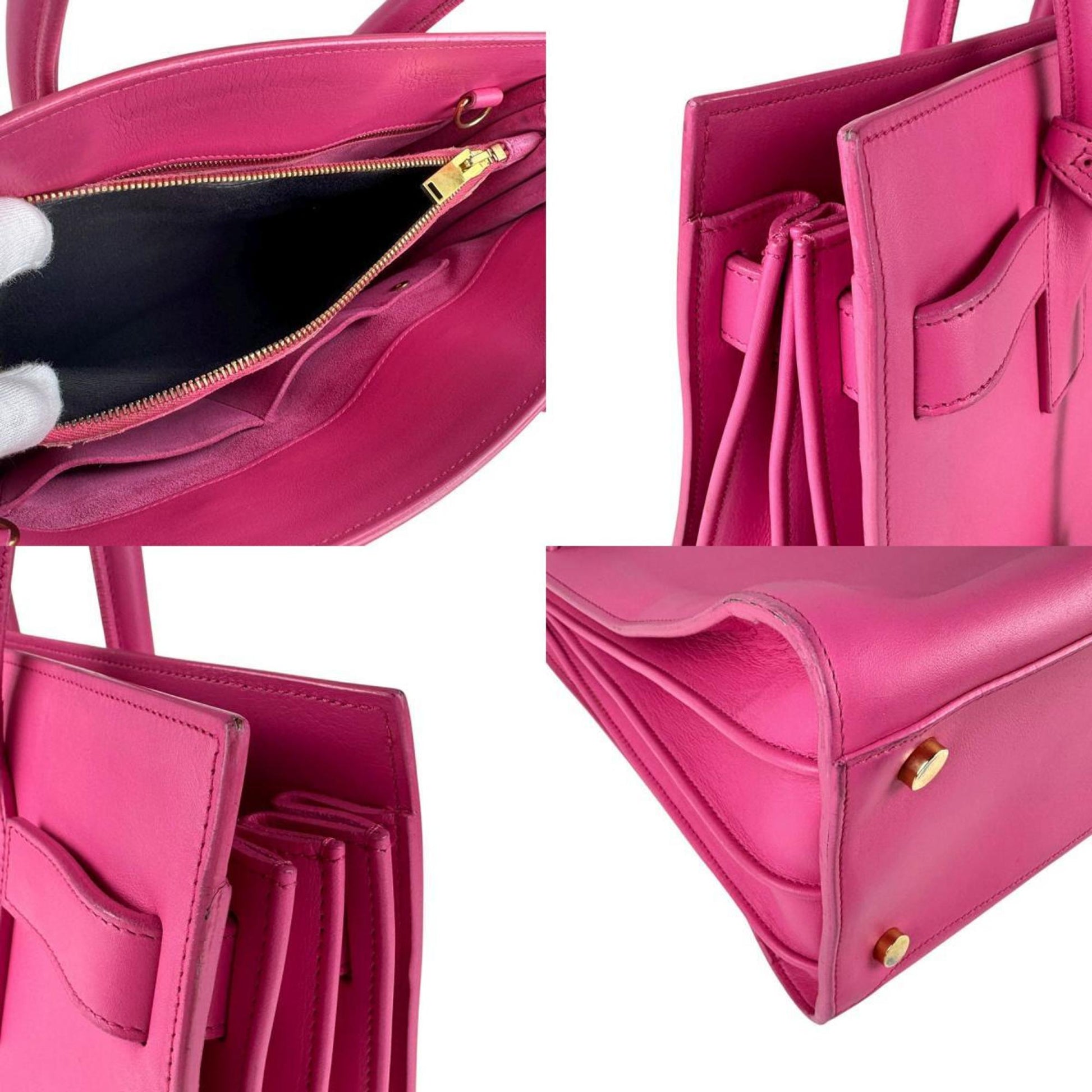 Saint Laurent Sac de jour, Pink, Leather, handbag
