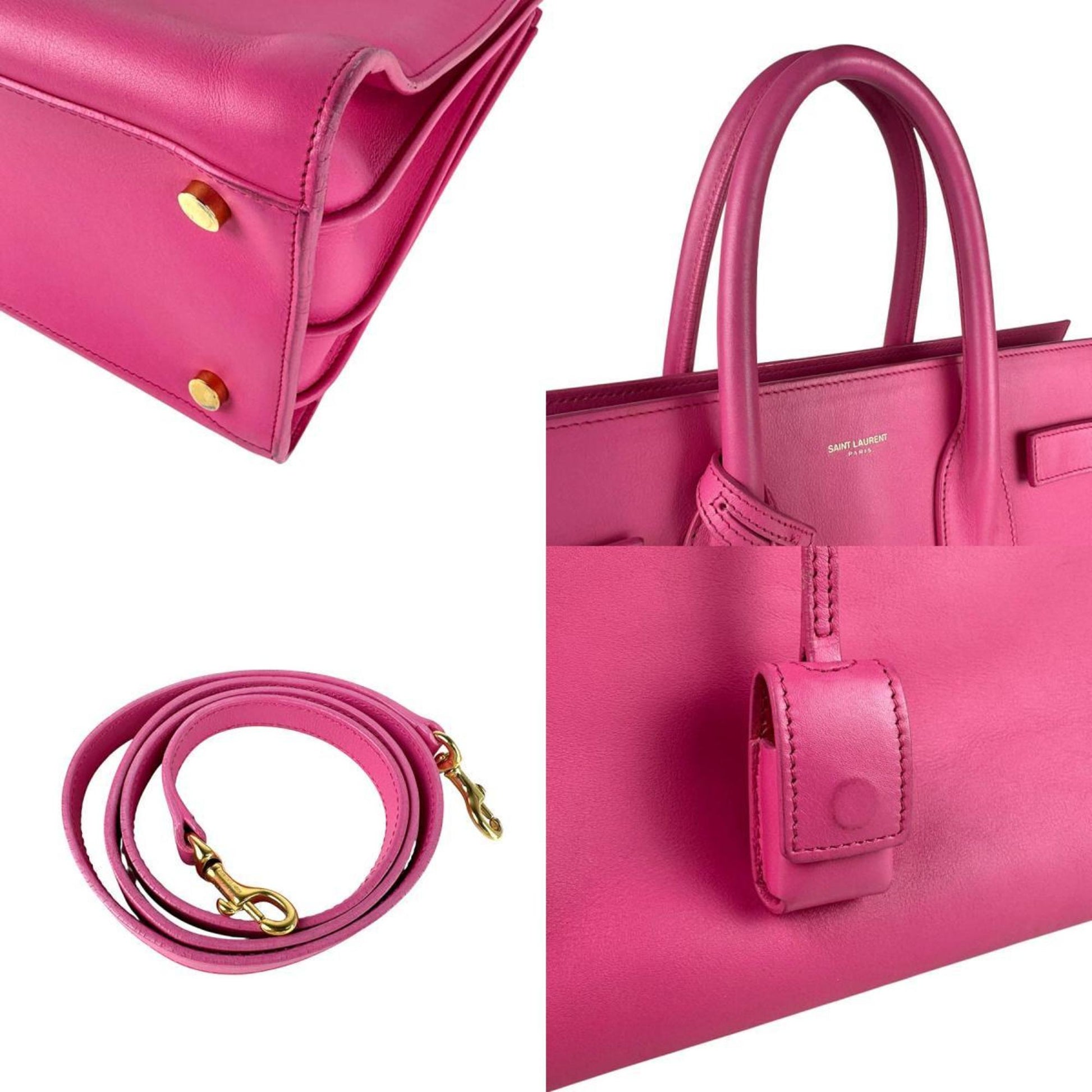 Saint Laurent Sac de jour, Pink, Leather, handbag